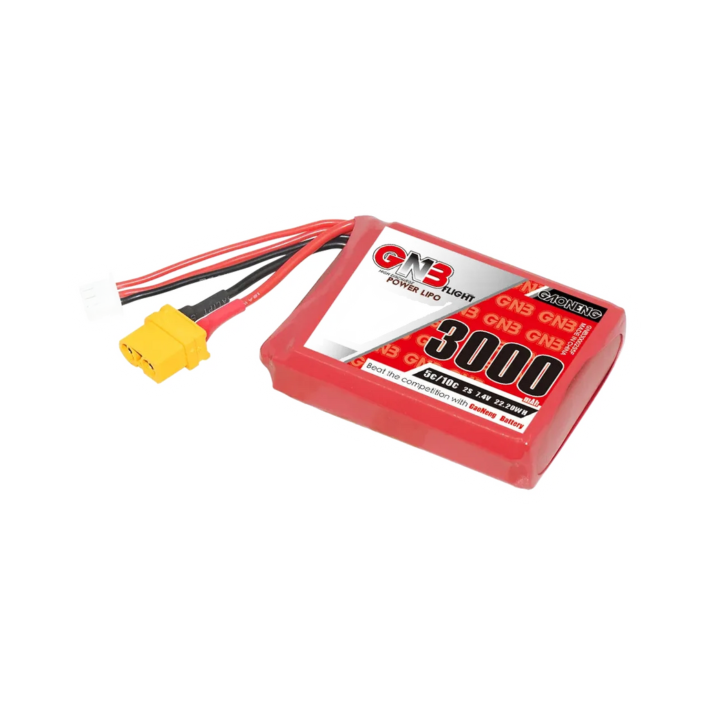 GAONENG GNB 2S 3000mAh LiPo battery — transparent dark-mode product image