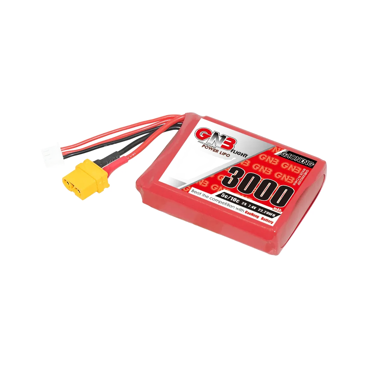 GAONENG GNB 2S 3000mAh LiPo battery — transparent dark-mode product image