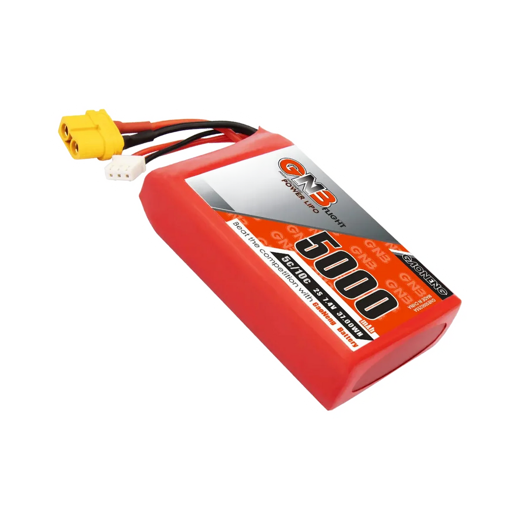 GAONENG GNB 2S 5000mAh LiPo battery — transparent dark-mode product image