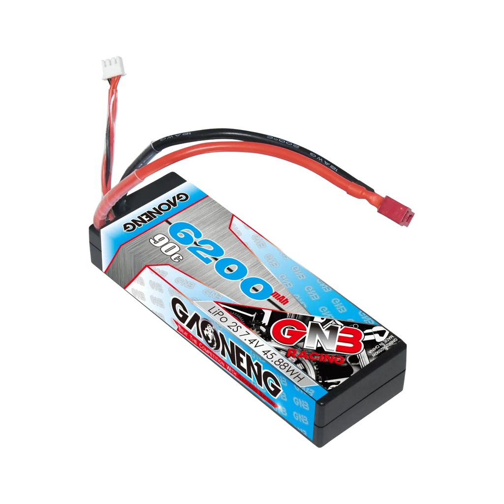 GNB 6200mAh 7.4V 2S 90C T-Plug LiPo Battery (Cabled) Hard Case [DG]