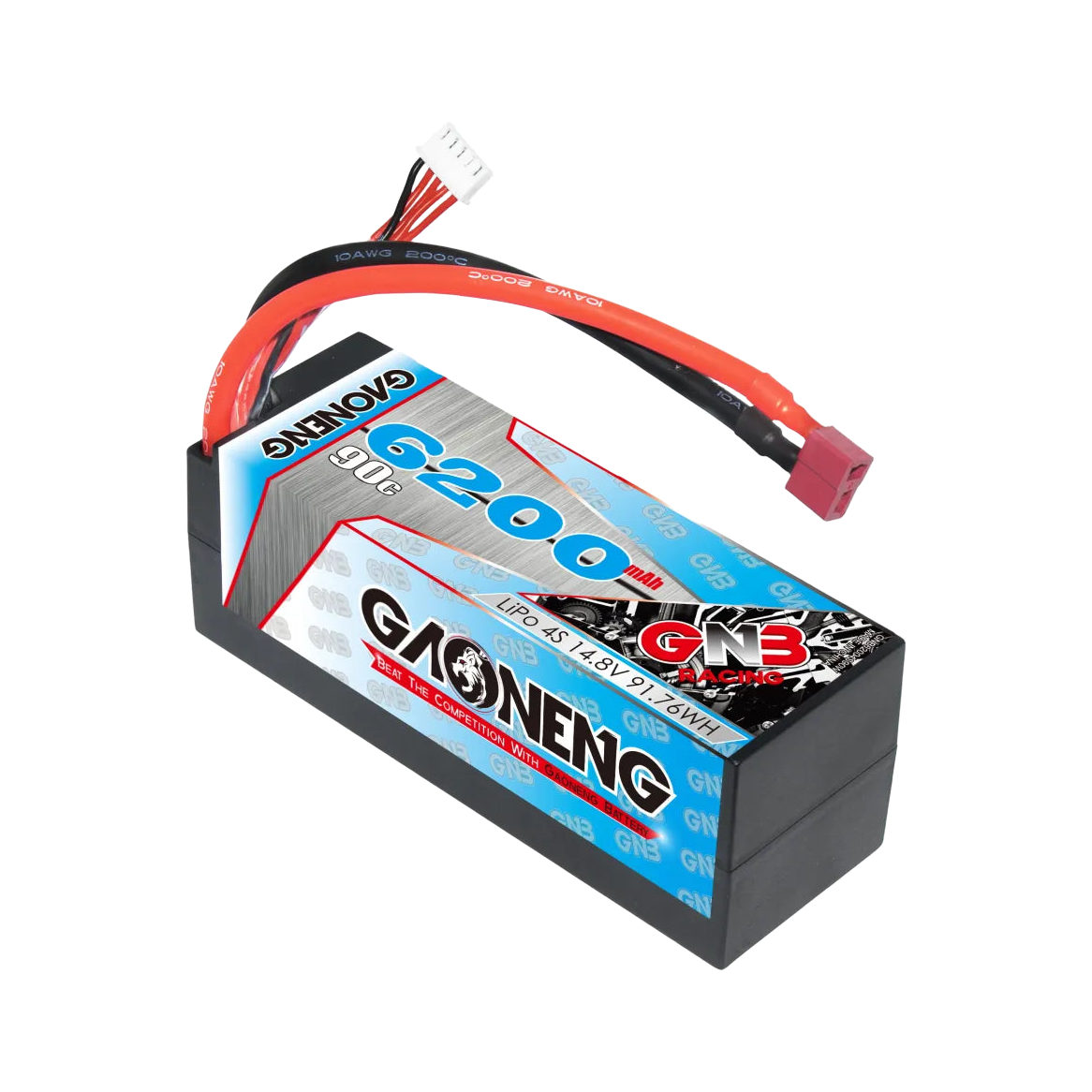 GNB 6200mAh 14.8V 4S 90C T-Plug LiPo Battery (Cabled) Hard Case [DG]