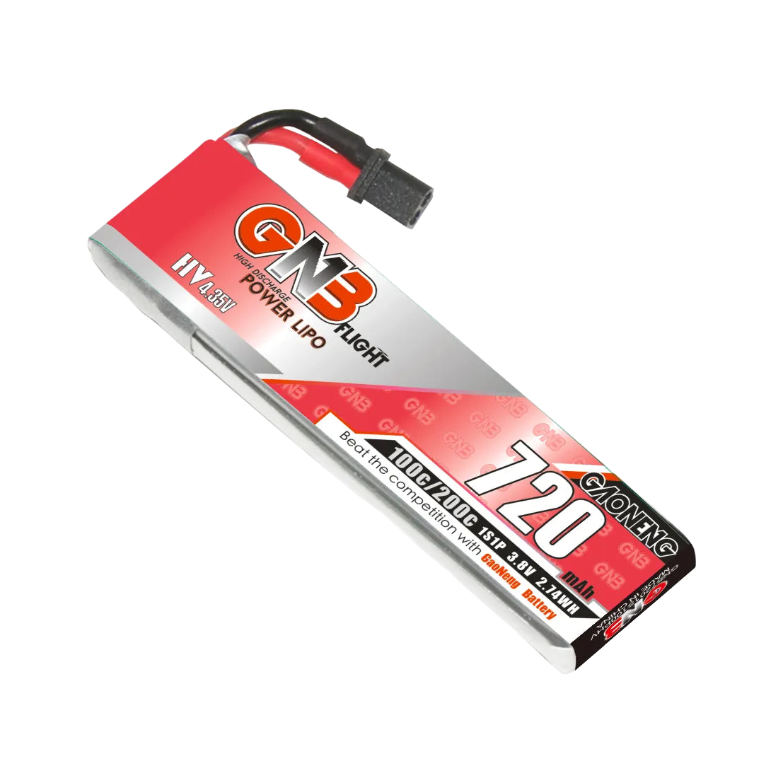 GNB 720mAh 3.8V 1S 100C A30 LiHV Battery (Cabled) [DG]