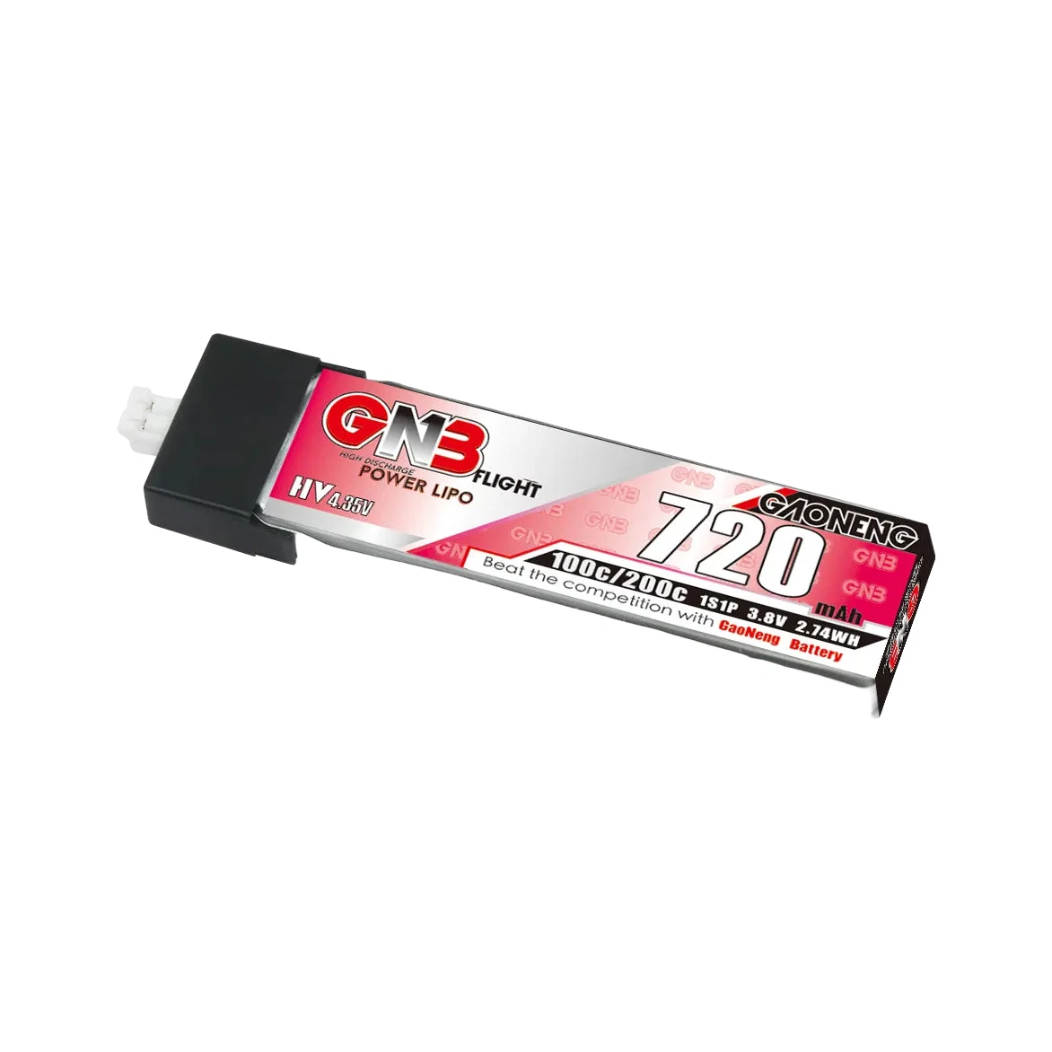 GAONENG GNB LiHV 1S 720mAh battery - transparent dark mode image 1