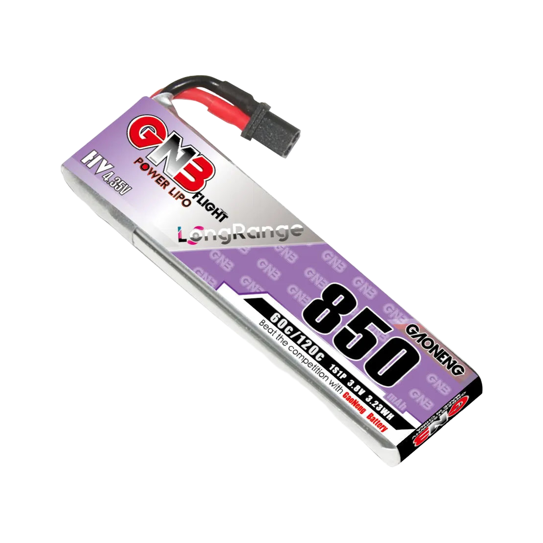 GNB 850mAh 3.8V 1S 60C A30 LiHV Battery (Cabled) Long Range [DG]