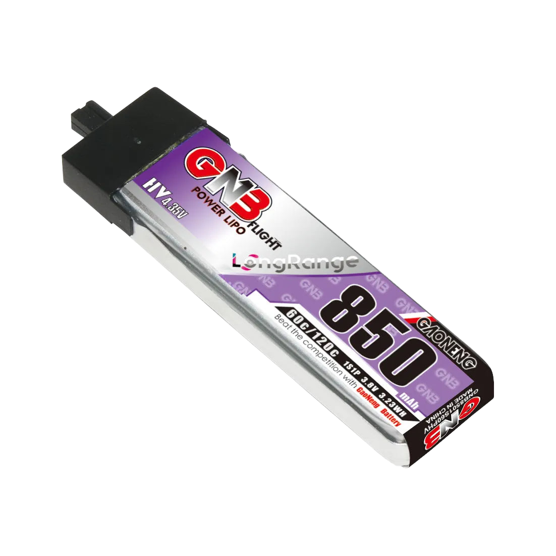 GNB 850mAh 3.8V 1S 60C A30 LiHV Battery (Plastic Head) Long Range [DG]
