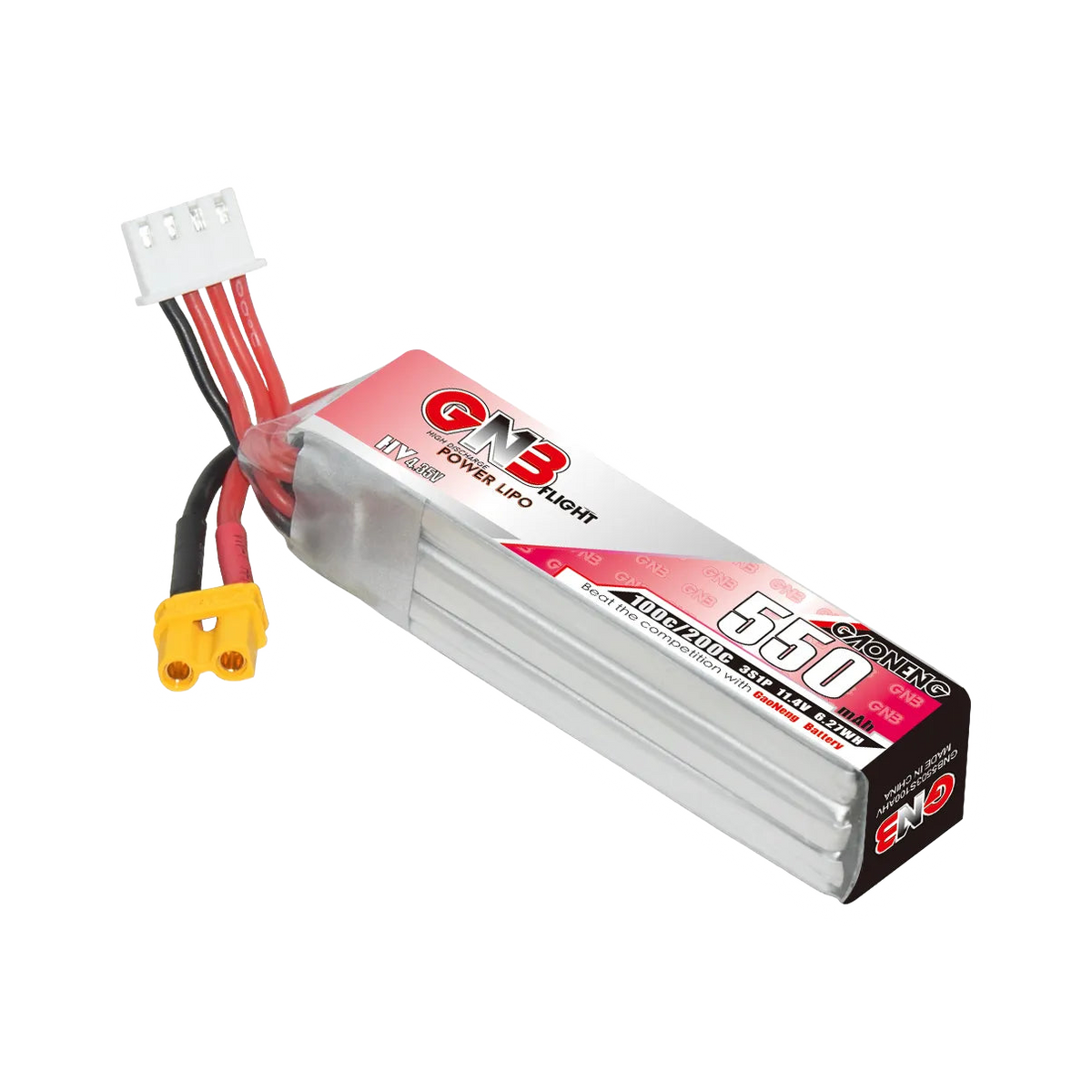 GNB 550mAh 11.4V 3S 100C XT30 LiHV Battery Long Type [DG]