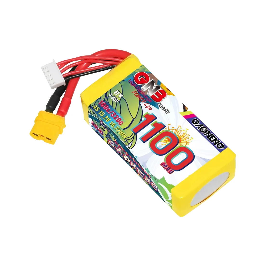 GAONENG GNB LiHV 4S 15.2V 1100mAh battery — transparent dark-mode product image 2