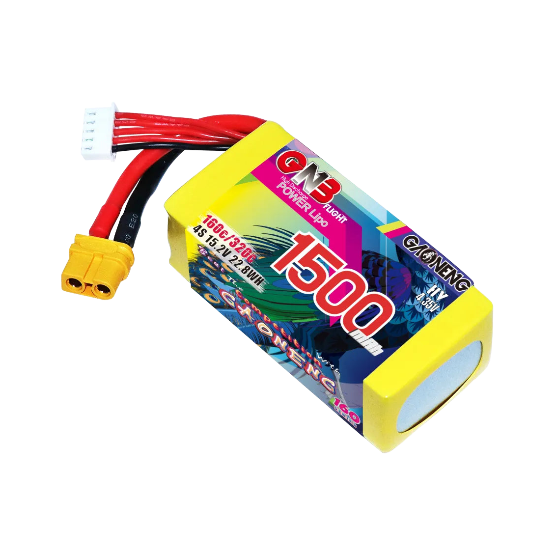 GNB 1500mAh 15.2V 4S 160C XT60 LiHV Battery Long Range [DG]