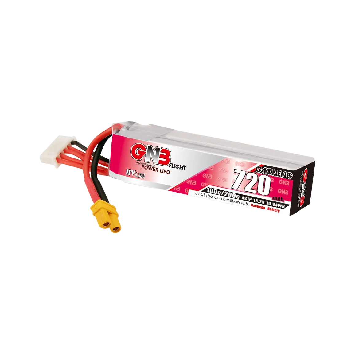 GNB 720mAh 15.2V 4S 100C XT30 LiHV Battery Long Type [DG]