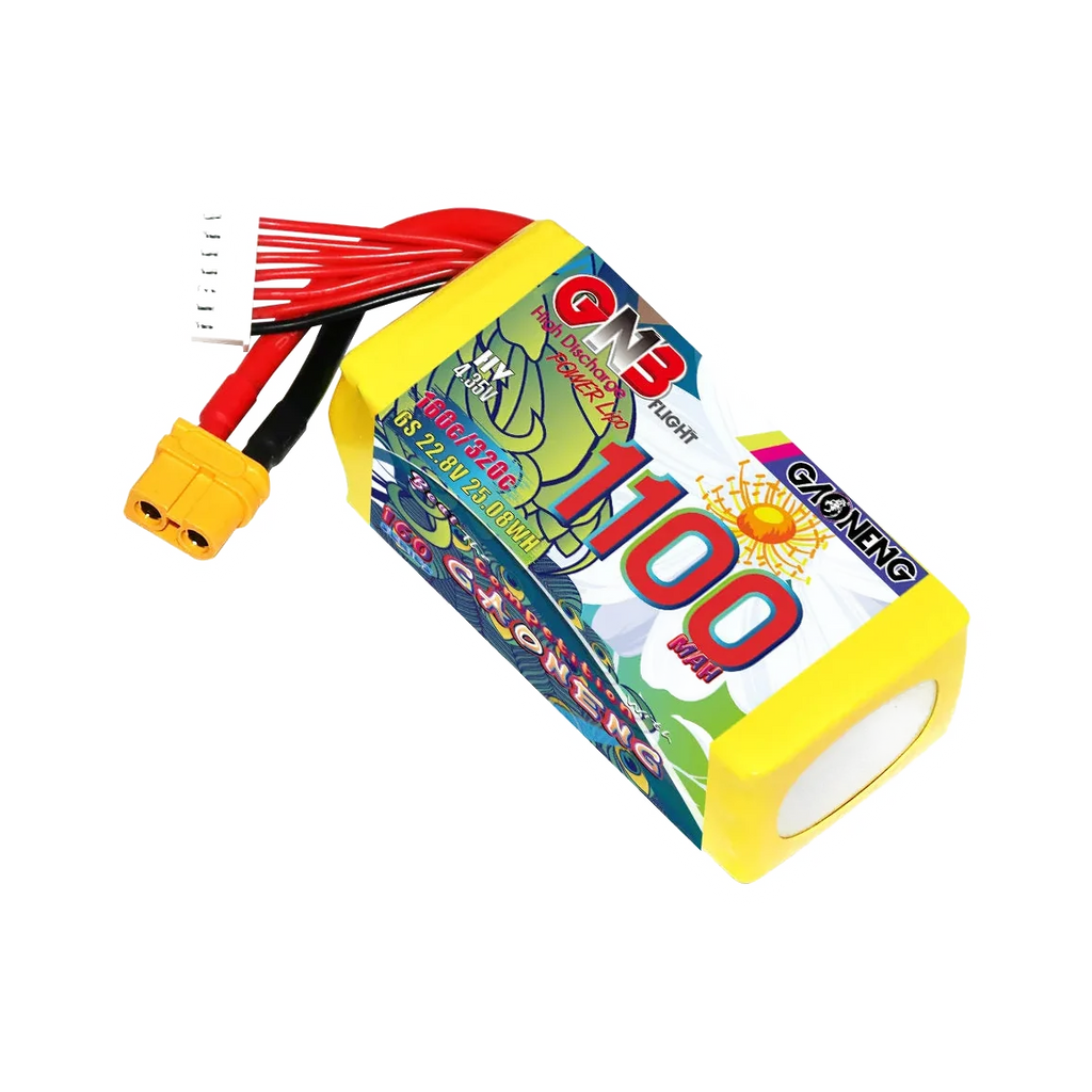 GAONENG GNB LiHV 6S 22.8V 1100mAh battery — transparent dark-mode product image 1