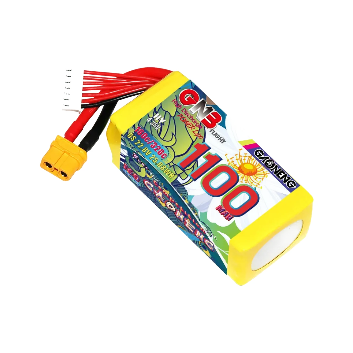 GAONENG GNB LiHV 6S 22.8V 1100mAh battery — transparent dark-mode product image 1