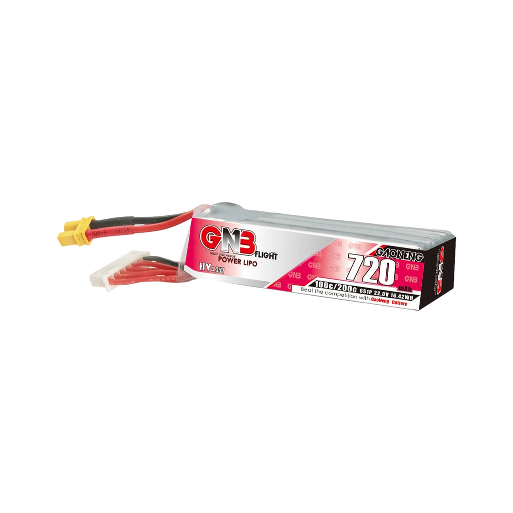 GNB 720mAh 22.8V 6S 100C XT30 LiHV Battery Long Type [DG]