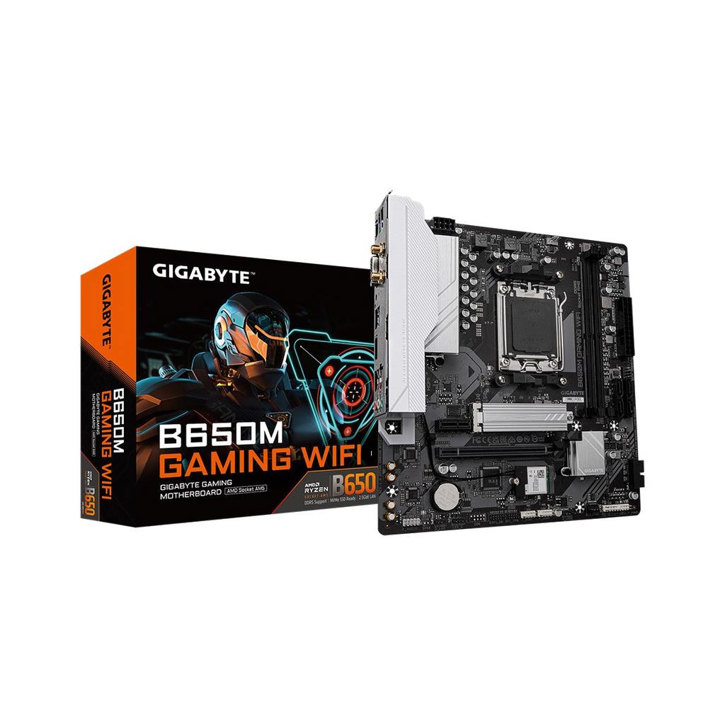 Gigabyte B650M GAMING WIFI, AMD AM5, 2 x DDR5 up to 128 GB, 1 x HDMI, 1 x PCI Express x16, 1 x PCI Express x1, 1 x M.2, 4 x SATA, 4 x USB 3.2