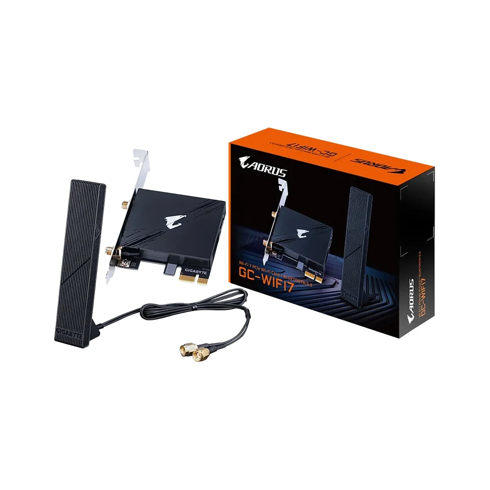 Gigabyte GC-WIFI7 Wi-Fi 7 PCIe Adapter — transparent dark-mode product image 1, Version 4