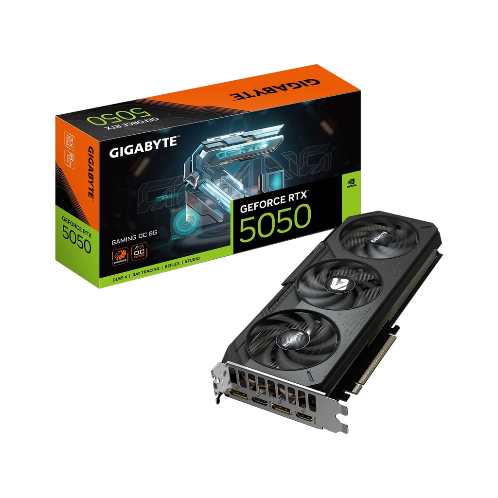 Gigabyte GeForce RTX™ 5050 GAMING OC 8G, 20 Gbps, GDDR6, 128 bit, PCI-E 5.0, DirectX 12 API, PSU 550W, 8 Pin*1, DisplayPort 2.1b *2, HDMI 2.1b *2 GV-N5050GAMING OC-8GD [PC]