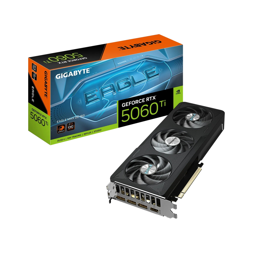 Gigabyte GeForce RTX™ 5060 Ti EAGLE MAX OC 16G, 2617 MHz, CUDA 4608, 28 Gbps, GDDR7, 128 bit, PCI-E 5.0, PSU 650W, DisplayPort 2.1b *3 HDMI 2.1b *1 [PC]
