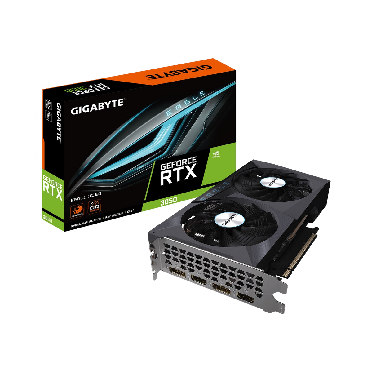 Gigabyte nVidia GeForce RTX 3050 EAGLE OC 8G Video Card, 1792 MHz Core Clock, GDDR6, PCI-E 4.0, 2x DisplayPort 1.4a, 2x HDMI 2.1 [PC]