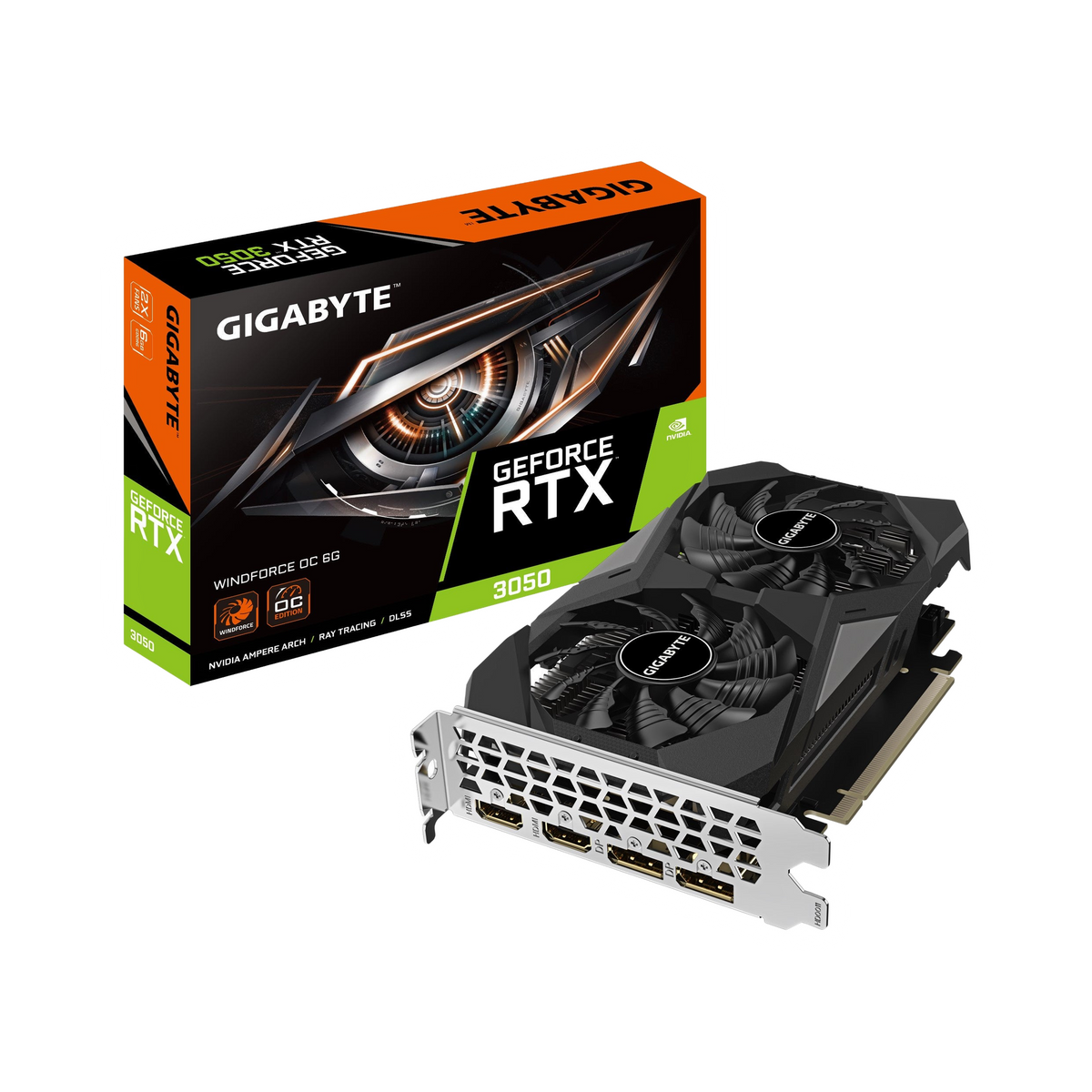 Gigabyte nVidia GeForce RTX 3050 WINDFORCE OC 6G 1.0 GDDR6 Video Card, 1477 MHz PCI-E 4.0, 2x DP 1.4, 2x HDMI 2.1 (V2) [PC]