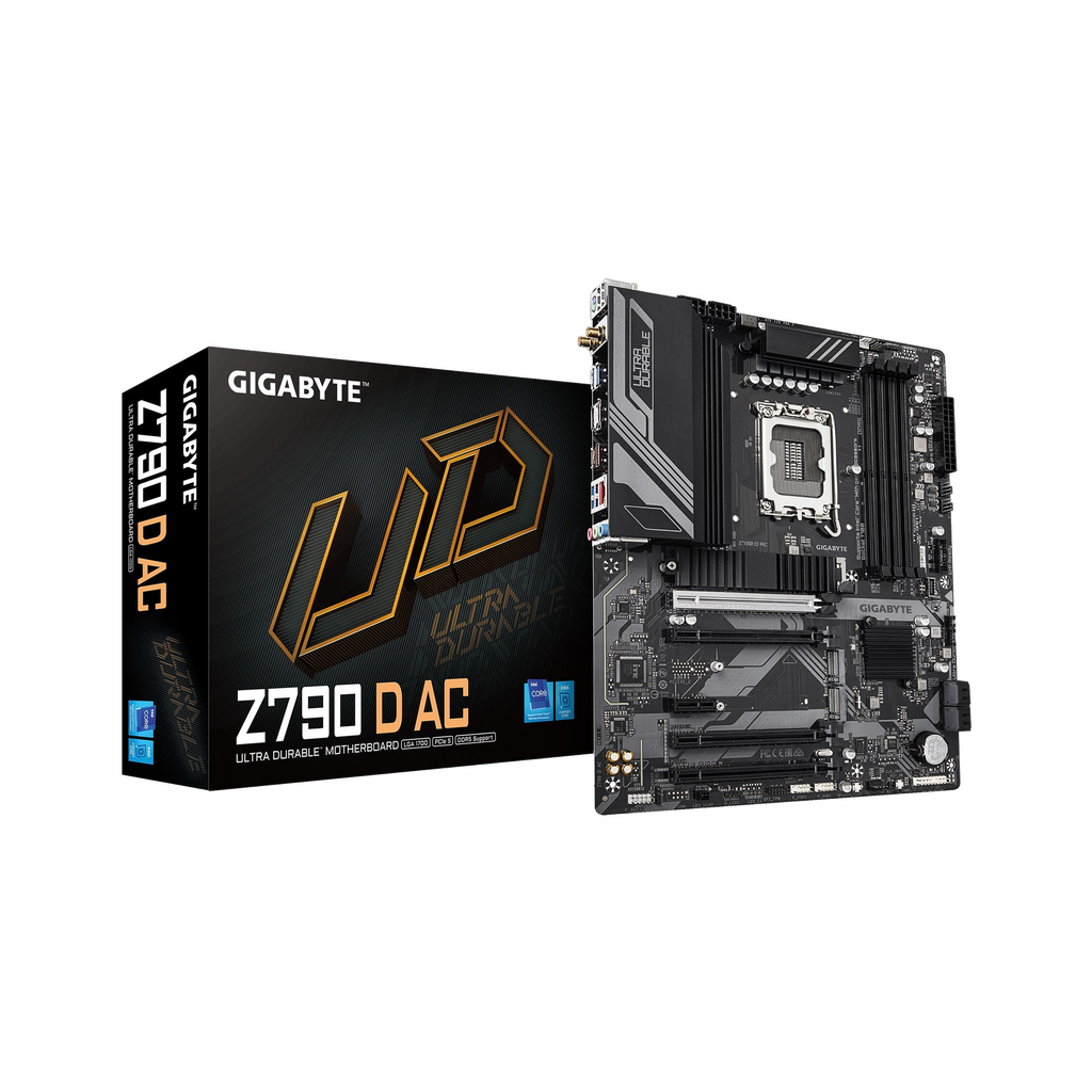 Gigabyte Z790 D AC-LGA1700 Motherboard, 4x DDR5 ~192GB, 3x PCI-E x16, 3x M.2, 6x SATA, 5x USB 3.2, 1x USB-C