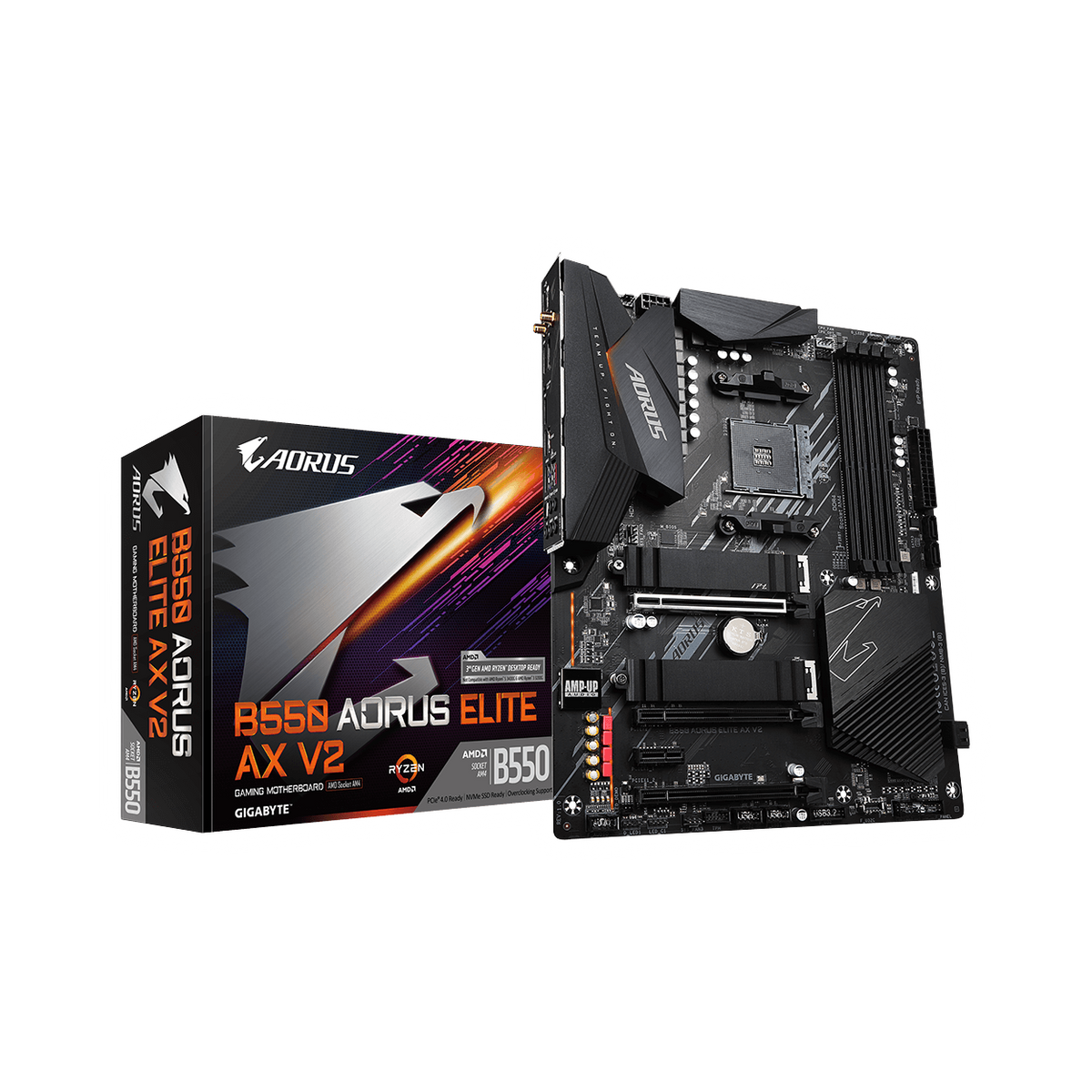 Gigabyte B550 AORUS ELITE AX V2 AMD Ryzen ATX Motherboard 4xDDR4 4xSATA 2xM.2 DP HDMI LAN RAID 3xPCIEx16 4xUSB3.2 [PC]