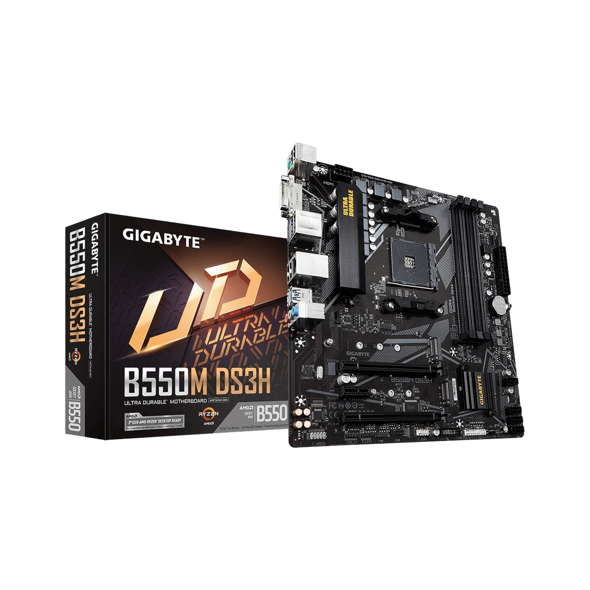 Gigabyte B550M DS3H ADM Ryzen M-ATX Motherboard 4xDDR4 4xSATA 2xM,2 LAN RAID 2xPCIEx16 HDMI DVI-D 4xUSB.2 6xUSB2.0 [PC]