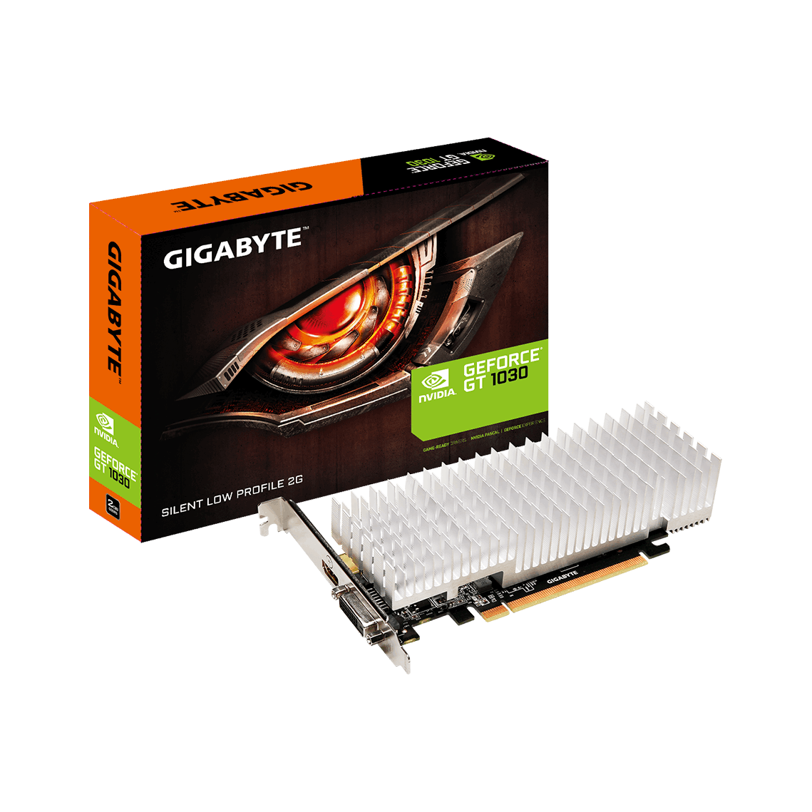 Gigabyte GV-N1030SL-2GL, nVidia GeForce GT 1030 Silent 2GB PCIe Video Card 4K @ 60Hz HDMI DVI 2x Displays Single Slot Low Profile 1252/1227 MHz, 3 Year [PC]