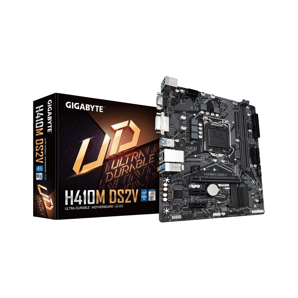 Gigabyte H410M DS2V Micro ATX Motherboard 2xDDR4 10th Gen LGA1200 1xM.2 4xSATA LAN 1000/100 Mbit) 1xDVI-D 2xPCIE 4xUSB3.2 6xUSB2.0 [PC]