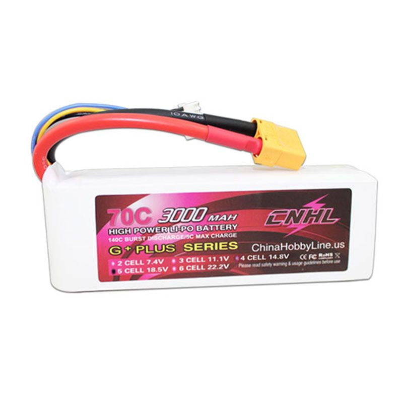 CNHL G+Plus 3000mAh 18.5V 5S 70C Lipo Battery for Airplane Heli Jet Edf XT90 [DG]