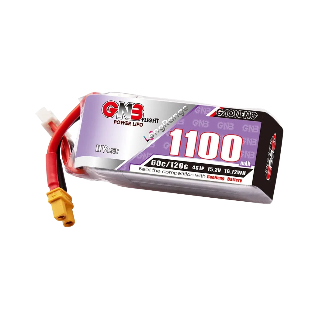 GNB 1100mAh 15.2V 4S 60C XT30 LiHV Battery Long Range [DG]