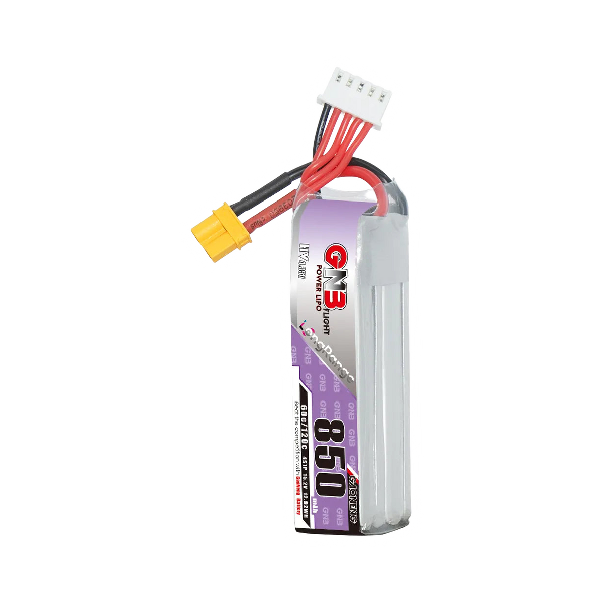 GNB 850mAh 15.2V 4S 60C XT30 LiHV Battery Long Range [DG]
