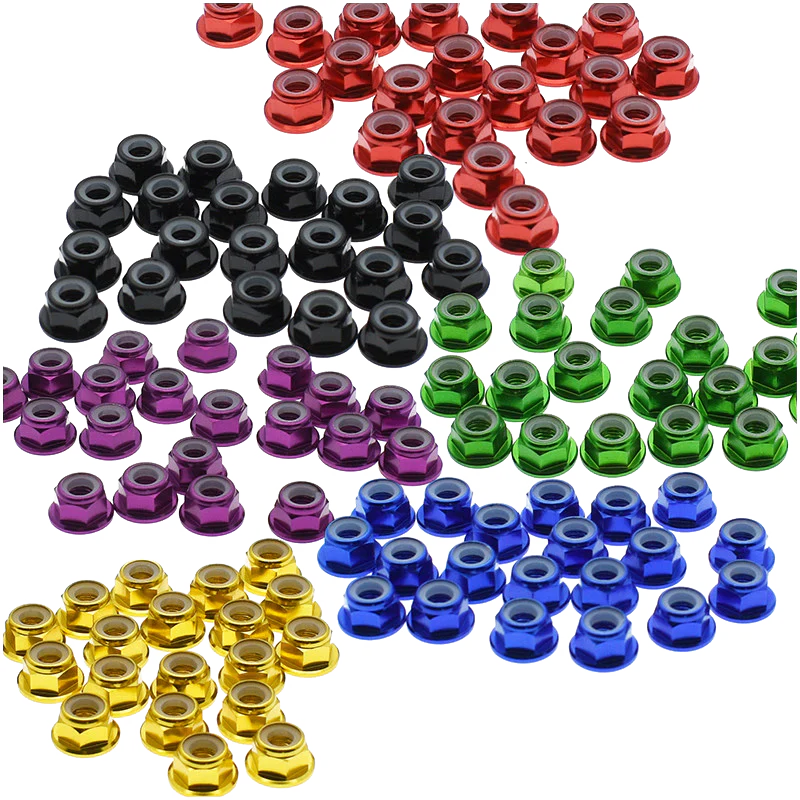 M5 aluminium lock nuts with transparent background and soft white glow – Version 4 background repair, image 1
