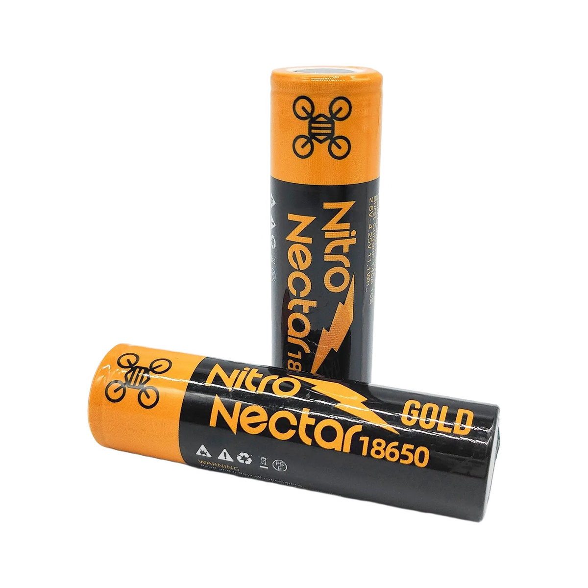 NewBeeDrone Nitro Nectar Gold 18650 3000mAh 3.6V 1S Li-ion Battery Tabless (2 Pack) [DG]