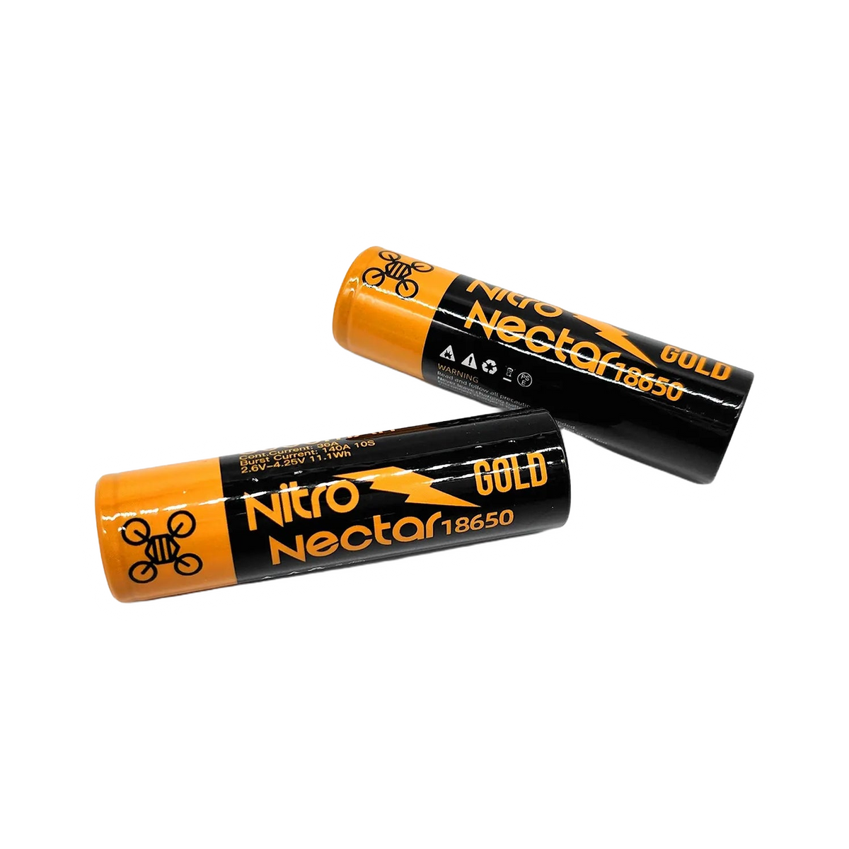 NewBeeDrone Nitro Nectar Gold 18650 3000mAh 3.6V 1S Li-ion Battery Tabless (2 Pack) [DG]