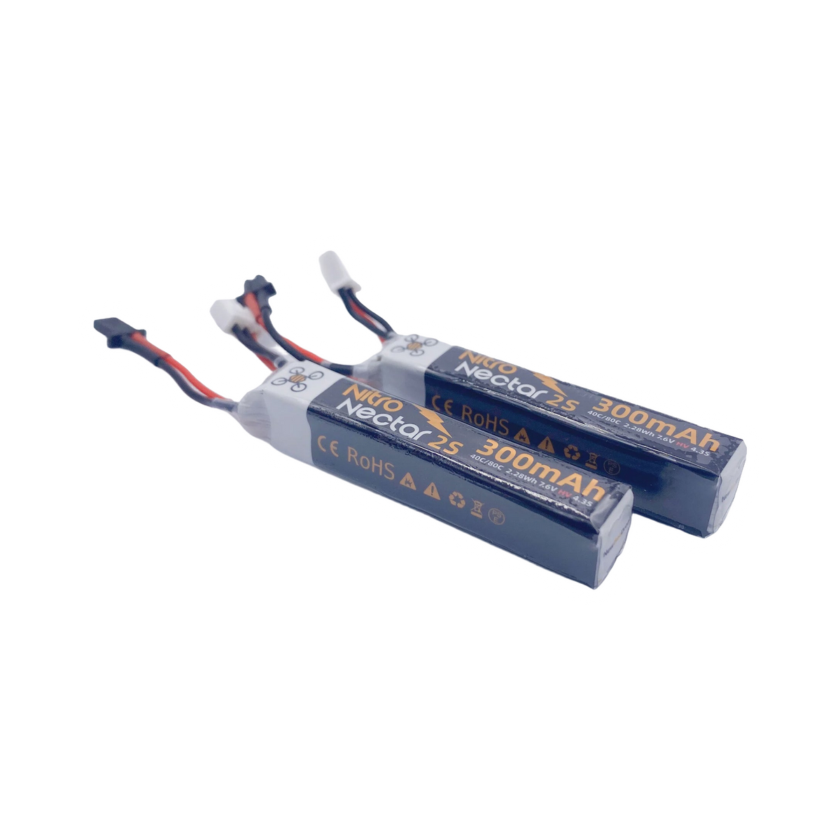 NewBeeDrone Nitro Nectar Gold 300mAh 7.6V 2S 40C GNB27 LiHV Battery (2 Pack) [DG]