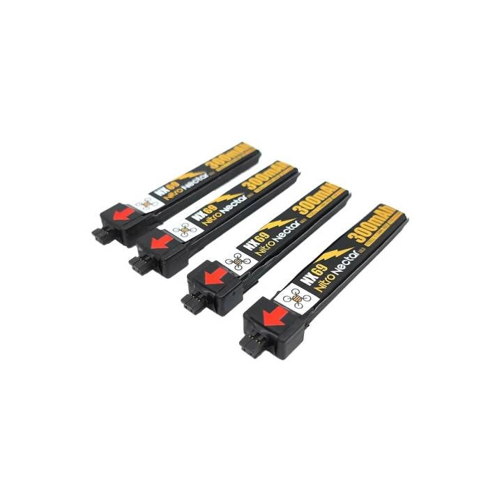 NewBeeDrone Nitro Nectar 300mAh 1S 80C HV LiPo NX69 Battery 4pc [DG]