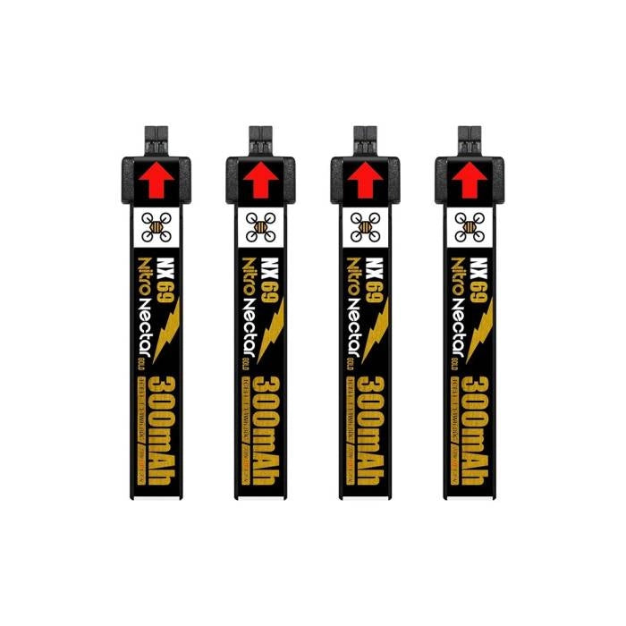 NewBeeDrone Nitro Nectar 300mAh 1S 80C HV LiPo NX69 Battery 4pc [DG]