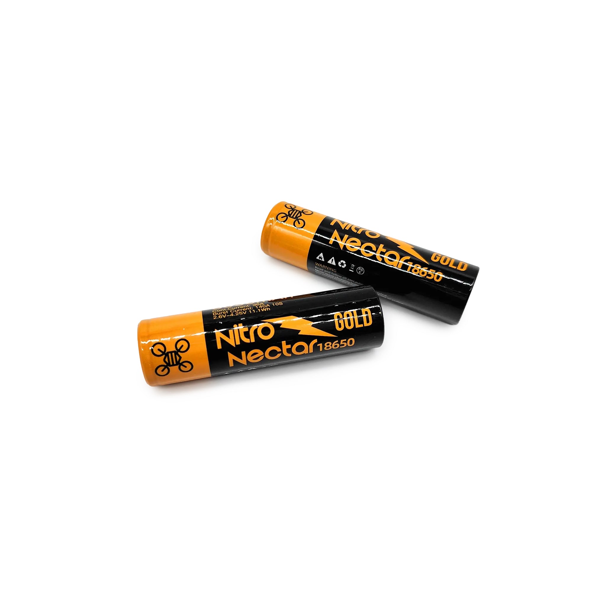 NewBeeDrone Nitro Nectar Gold 3000mAh 1S Tabless 18650 Battery 2pc [DG]