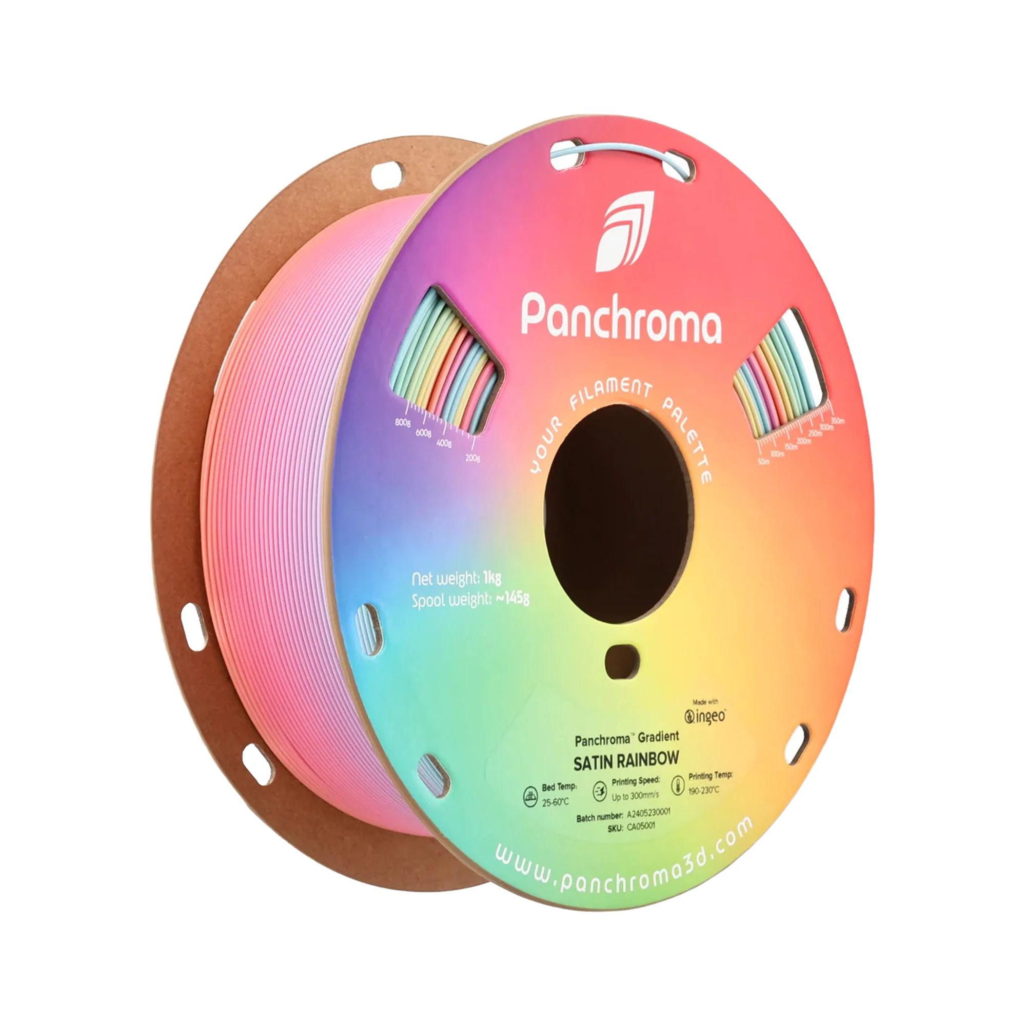 Polymaker Panchroma Gradient Satin Rainbow PLA 1.75mm Filament 1kg - dark mode image 1