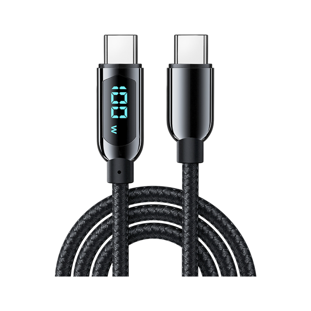 Phaser FPV USB-C to USB-C 1.2M 100w With Watt Display Braided Charging Cable