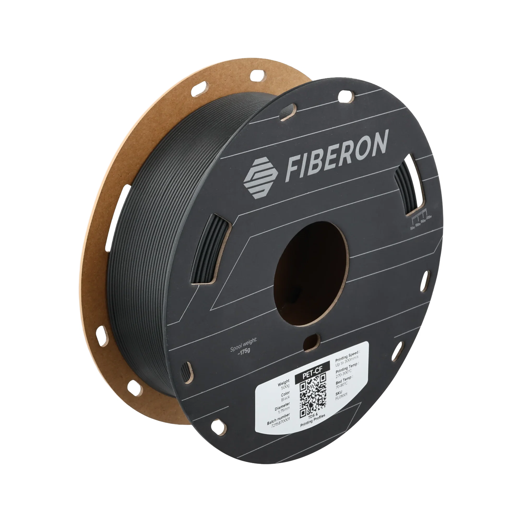 Polymaker Fiberon PET-CF17 1.75mm Filament 500g – view 1 transparent dark-mode product image