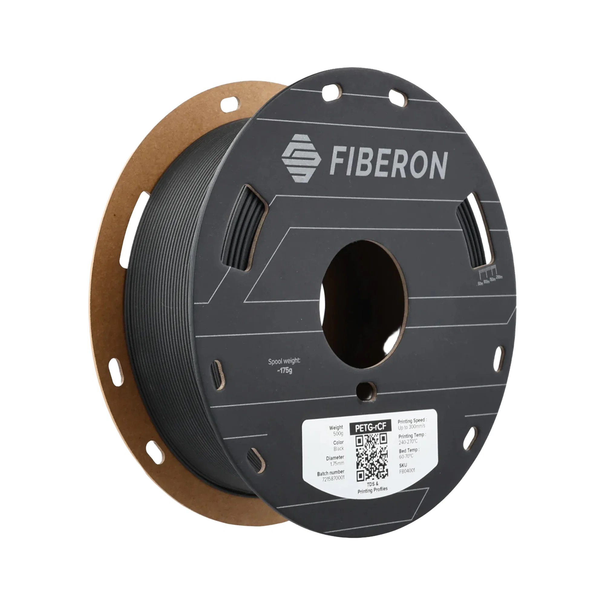 Polymaker Fiberon PETG-rCF08 1.75mm Filament 500g – view 1 transparent dark-mode product image