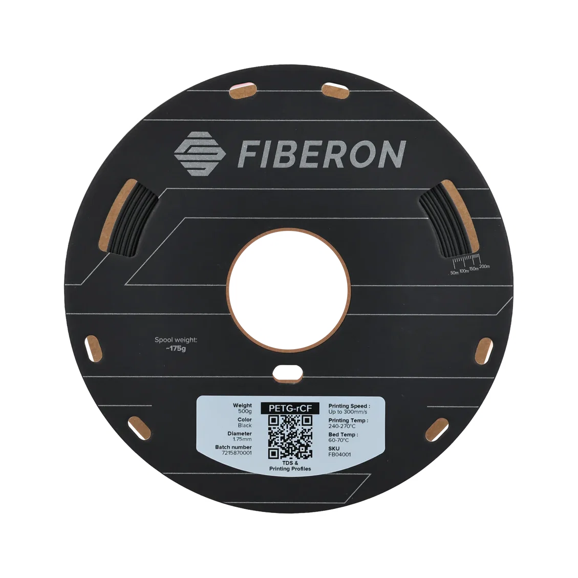 Polymaker Fiberon PETG-rCF08 1.75mm Filament 500g – view 2 transparent dark-mode product image