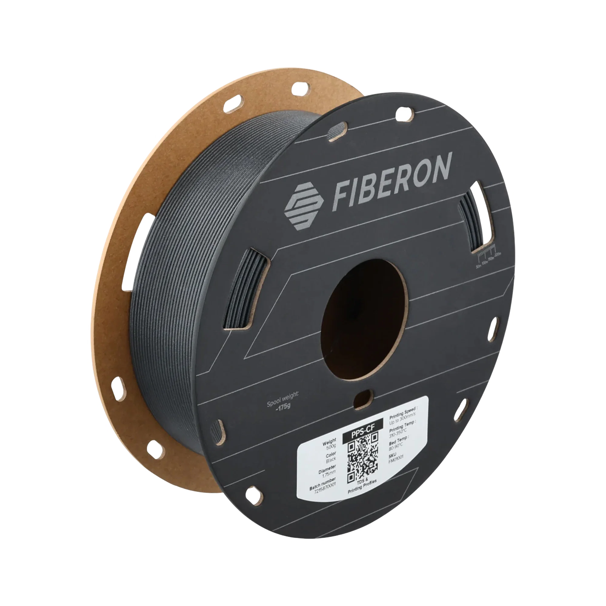 Polymaker Fiberon PPS-CF10 1.75mm Filament 500g – view 1 transparent dark-mode product image