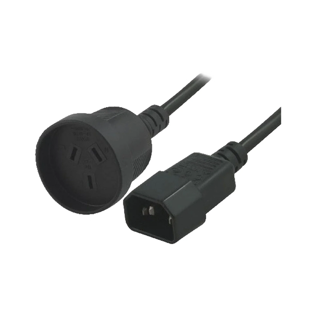 Power Extension Cable 15cm 3-Pin AU to IEC C14 Female to Male for UPS – dark mode image 1