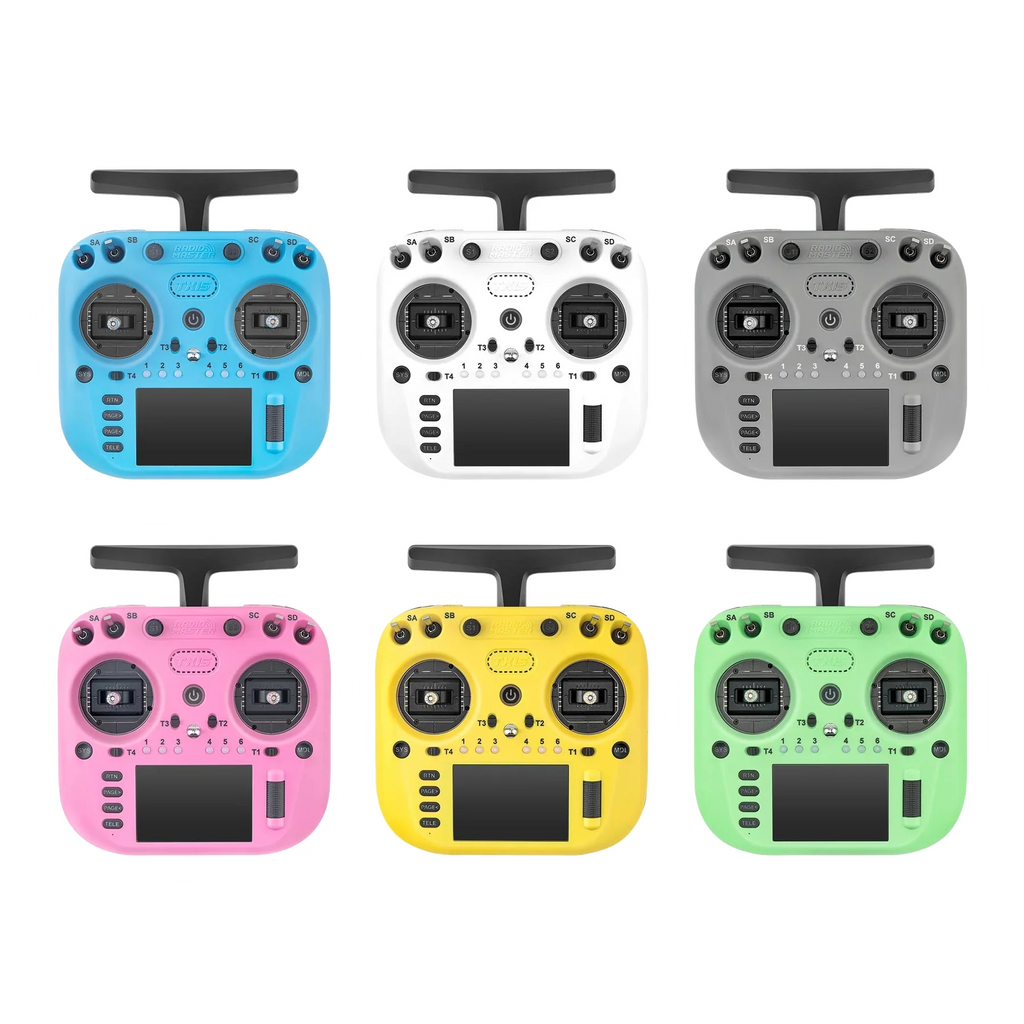 RadioMaster TX15 radio controller colour range on transparent background with subtle white halo