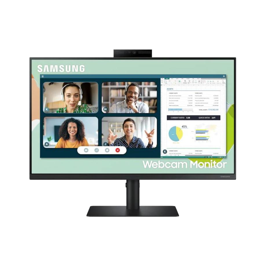 Samsung 23.8"/24" S4 75Hz FreeSync IPS FHD Monitor with Webcam Height Adjust Tilt Swivel Pivot 2xUSB Hub Microphone Speakers DP HDMI D-Sub VESA [PC]
