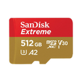 SanDisk Extreme microSDXC 512GB 190MB/s R 130MB/s W UHS-I U3 C10 V30 A2 Card - SDSQXAV-512G-GN6MA