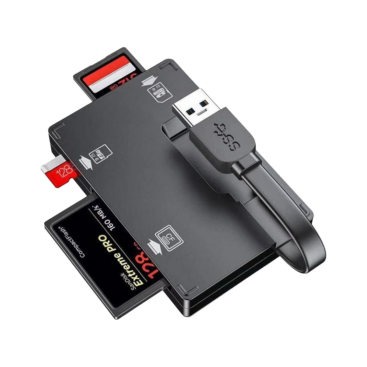Simplecom CR309 3-Slot SuperSpeed USB 3.0 Card Reader with Card Storage Case