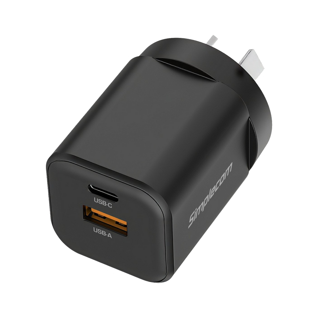 Simplecom CU235 Dual Port PD 35W Fast Wall Charger USB-C + USB-A - product view 2
