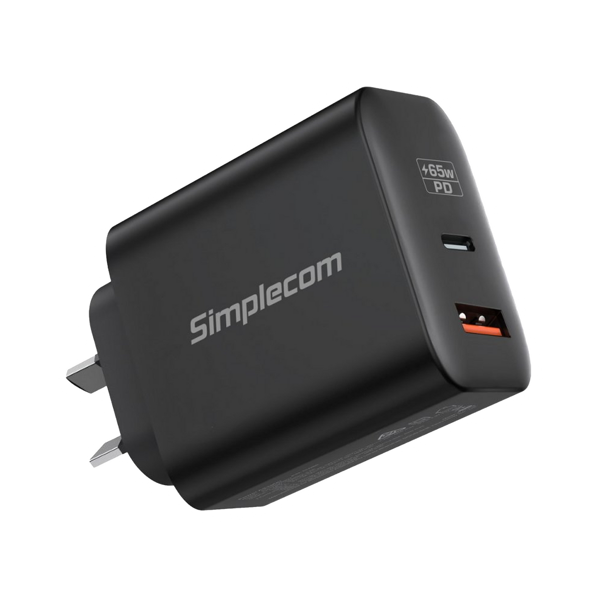Simplecom CU265 Dual Port PD 65W GaN Fast Wall Charger USB-C + USB-A - product view 1